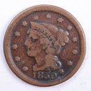 1850 Braided Hair Large Cent, Very Good Circulated Coin, Store