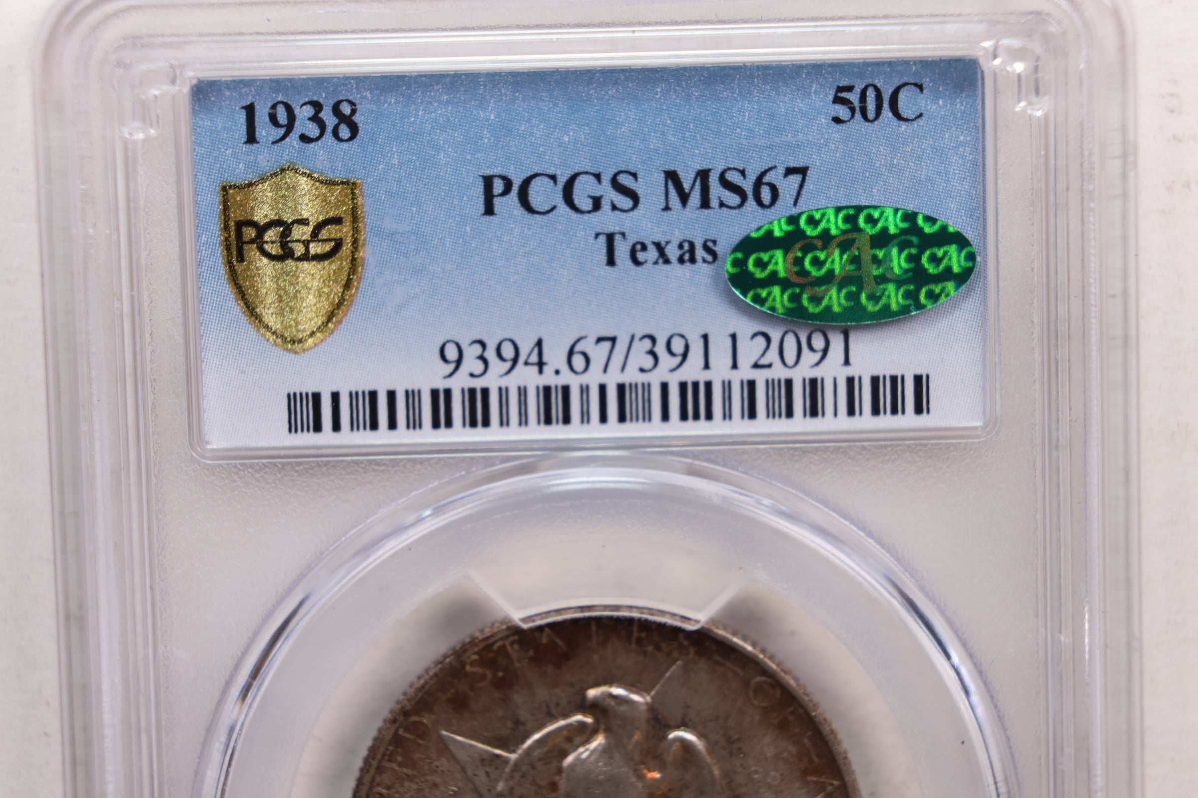 1938 Texas Commemorative., PCGS MS-67, CAC., Store SALE #GEC0043.