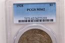 1928 Peace Silver Dollar, KEY DATE, PCGS MS62., Store SALE