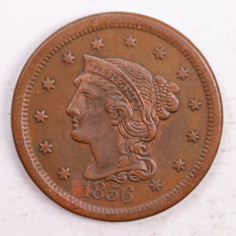 1856 Braided Hair., Large Cent., Extra Fine Circulated Coin., Store Sale
