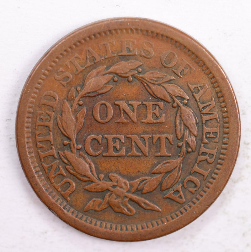 1856 Braided Hair., Large Cent., Extra Fine Circulated Coin., Store Sale