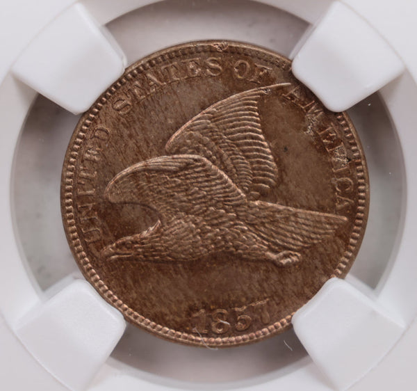 1857 Flying Eagle Small Cent., NGC Certified MS-64., Store #GCT039.