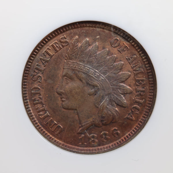 1886 Indian Head Cents., Type-2., NGC Certified MS-63 R/B., Store #GCT040.