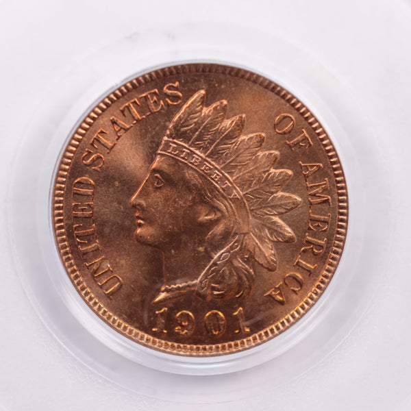 1901 Indian Head Cents., PCGS MS65, Red., Green CAC., Store #GCT041.