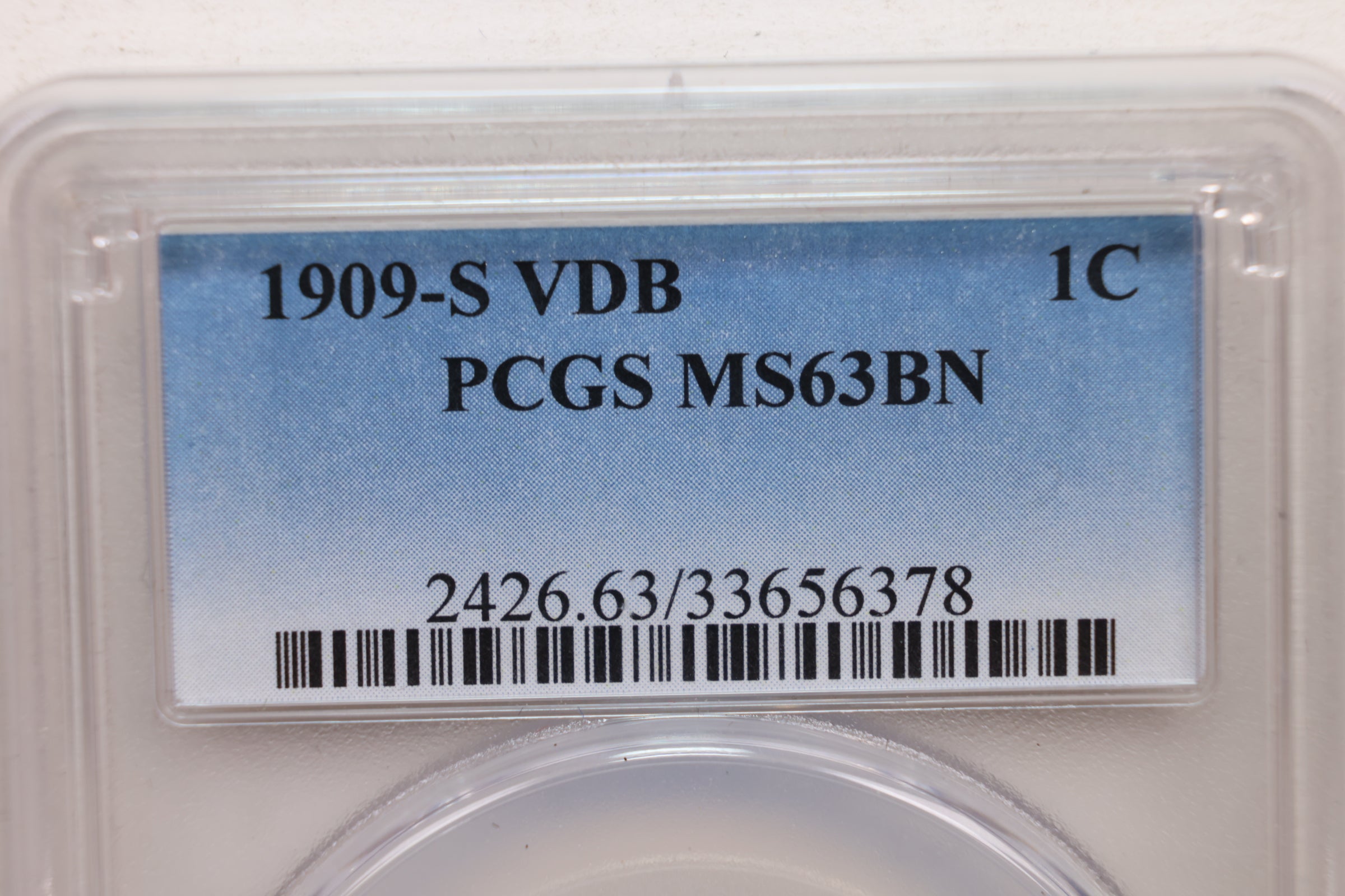 1909-S V.D.B Lincoln Wheat Cents., PCGS MS-63 Brown., Store #GCT042.
