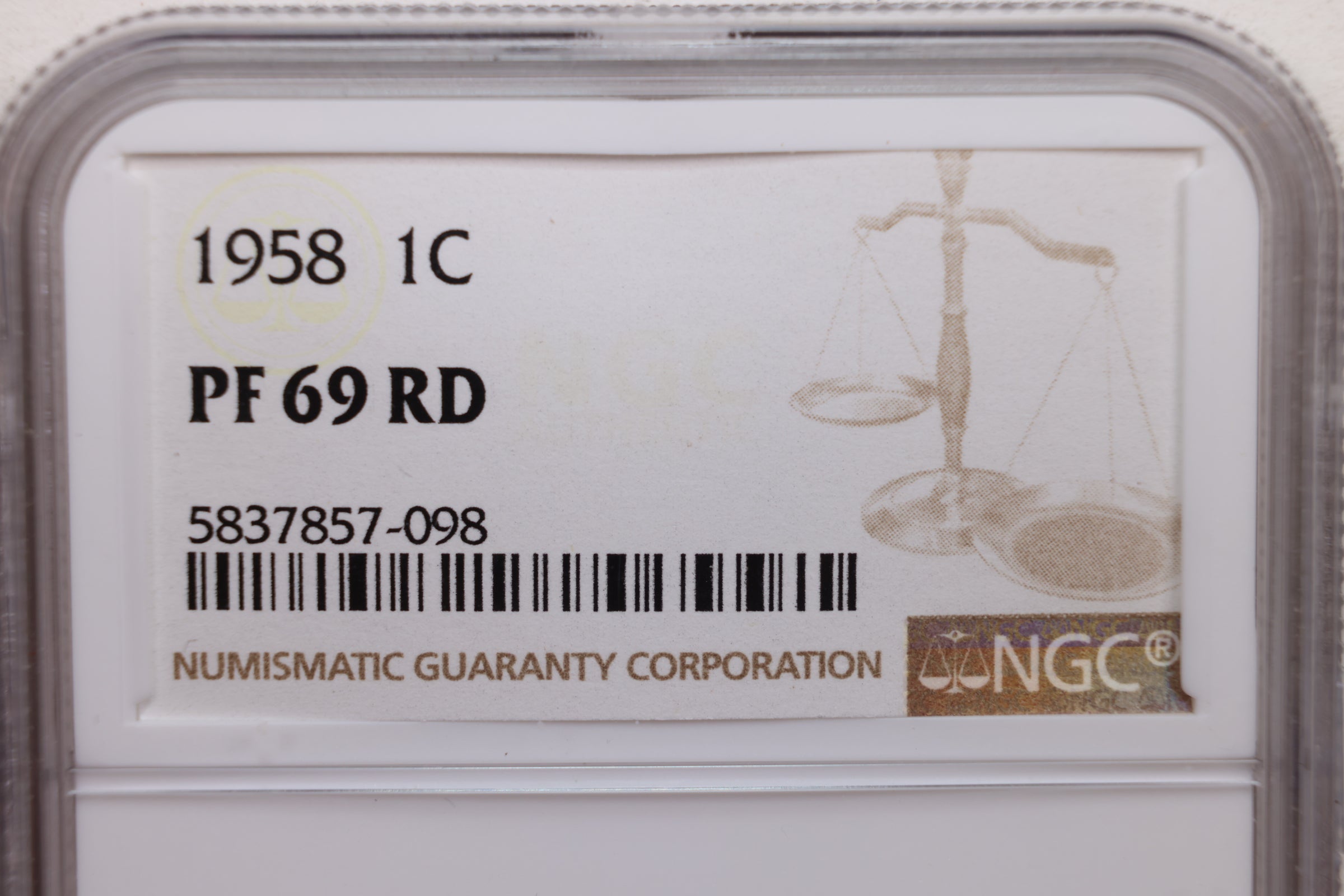 1958 Lincoln Wheat Cents., NGC Proof-69 Red., Store #GCT044.
