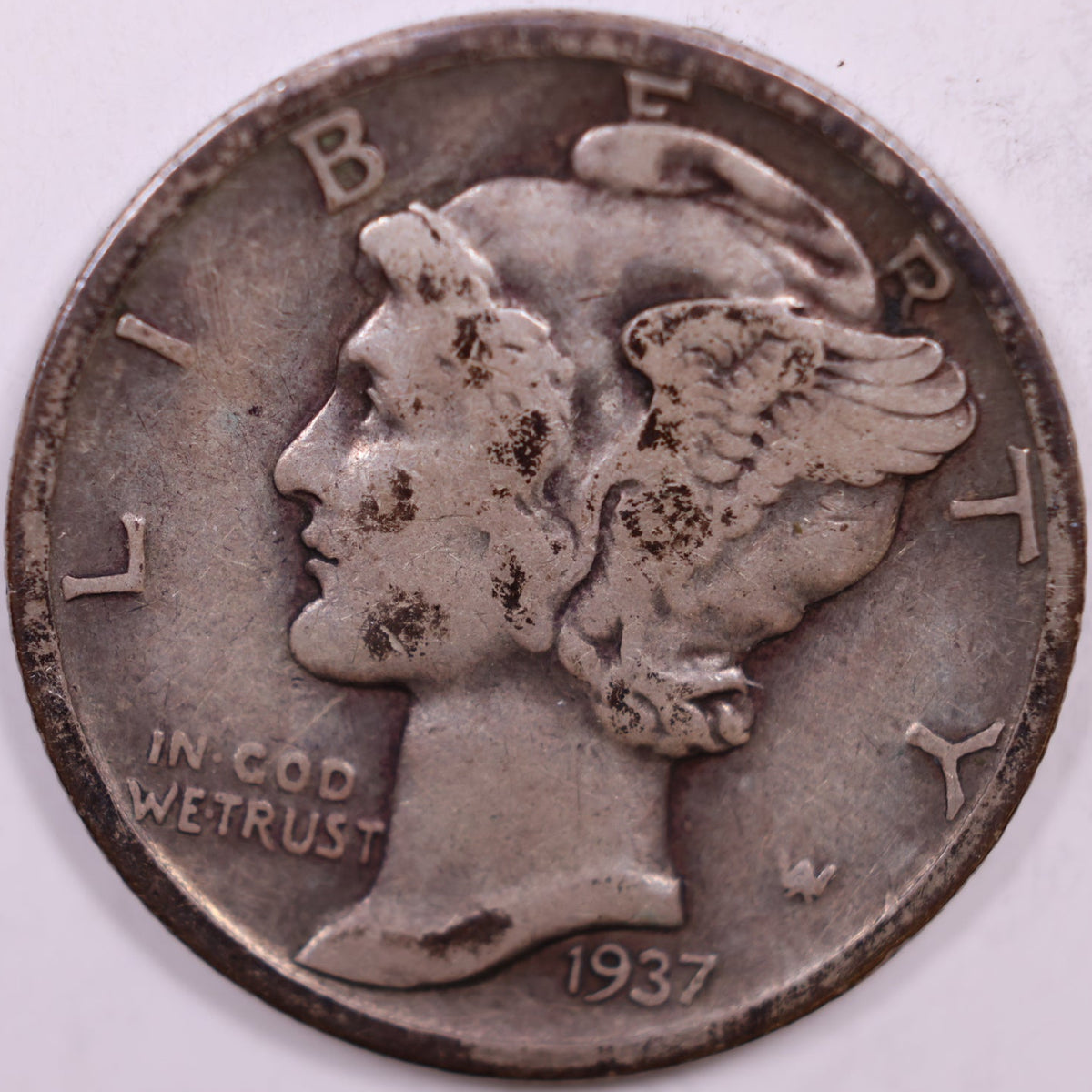 1937-S Mercury Dime, Fine+ Circulated Coin, Store #DE1033