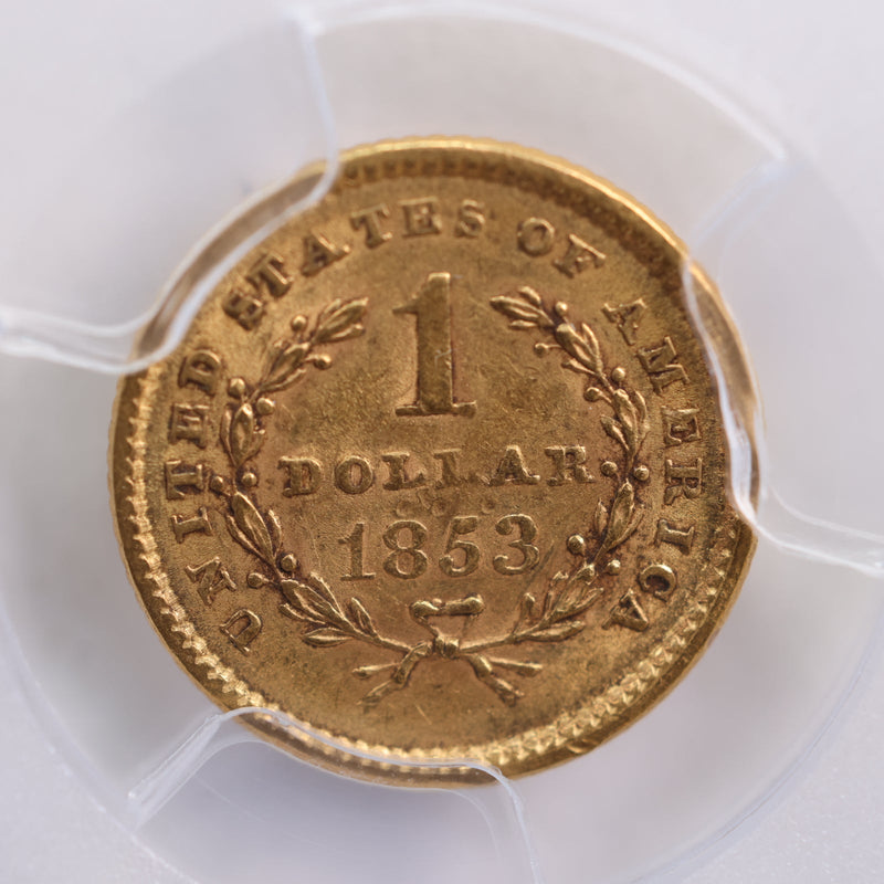1853 $1 Gold Liberty, Gem Eye Appeal, PCGS AU-55. Store Sale