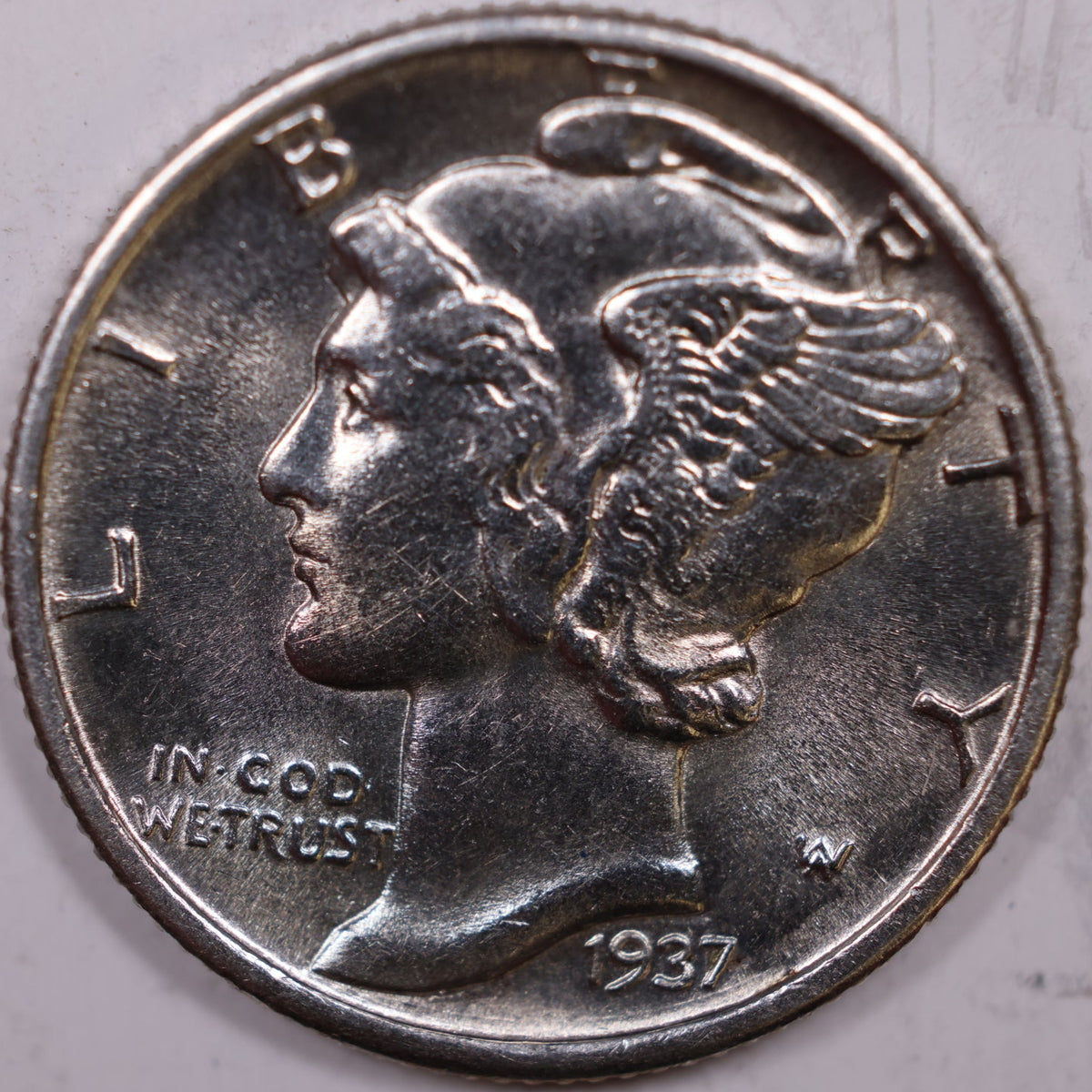 1937 Mercury Dime, Mint State Uncirculated Coin, Store #DE1034