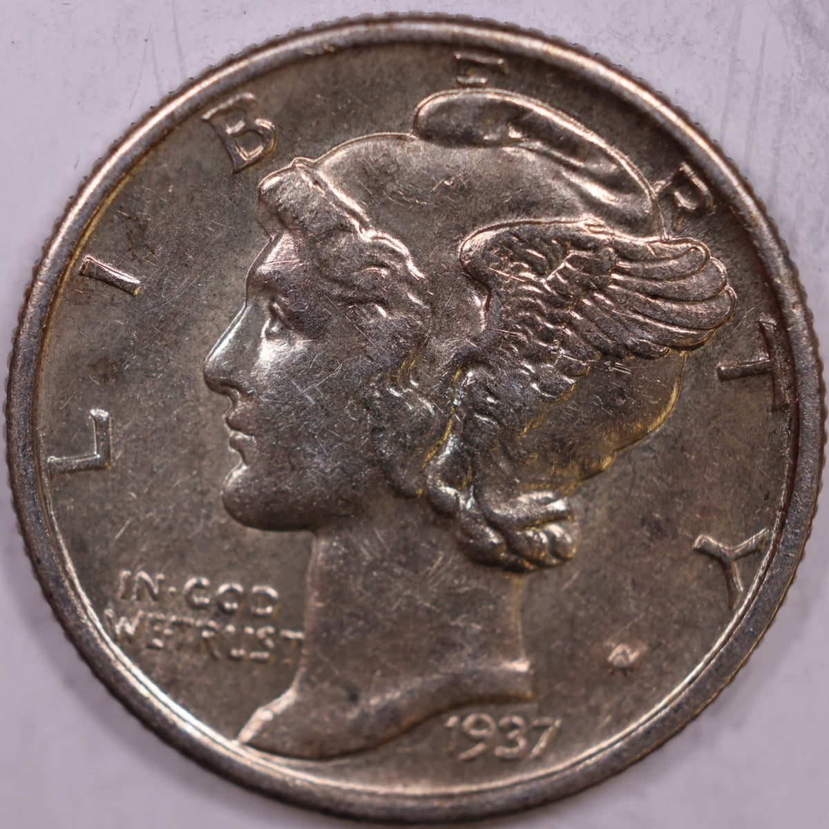 1937 Mercury Dime, Mint State Uncirculated Coin, Store #DE1035