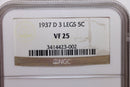 1937-D Buffalo Nickel., 3-Legs., NGC VF-25., Store SALE