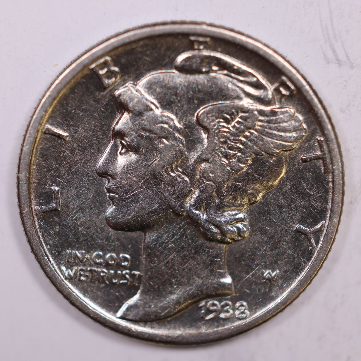 1938 Mercury Dime, About Uncirculated+ Coin, Store #DE1040