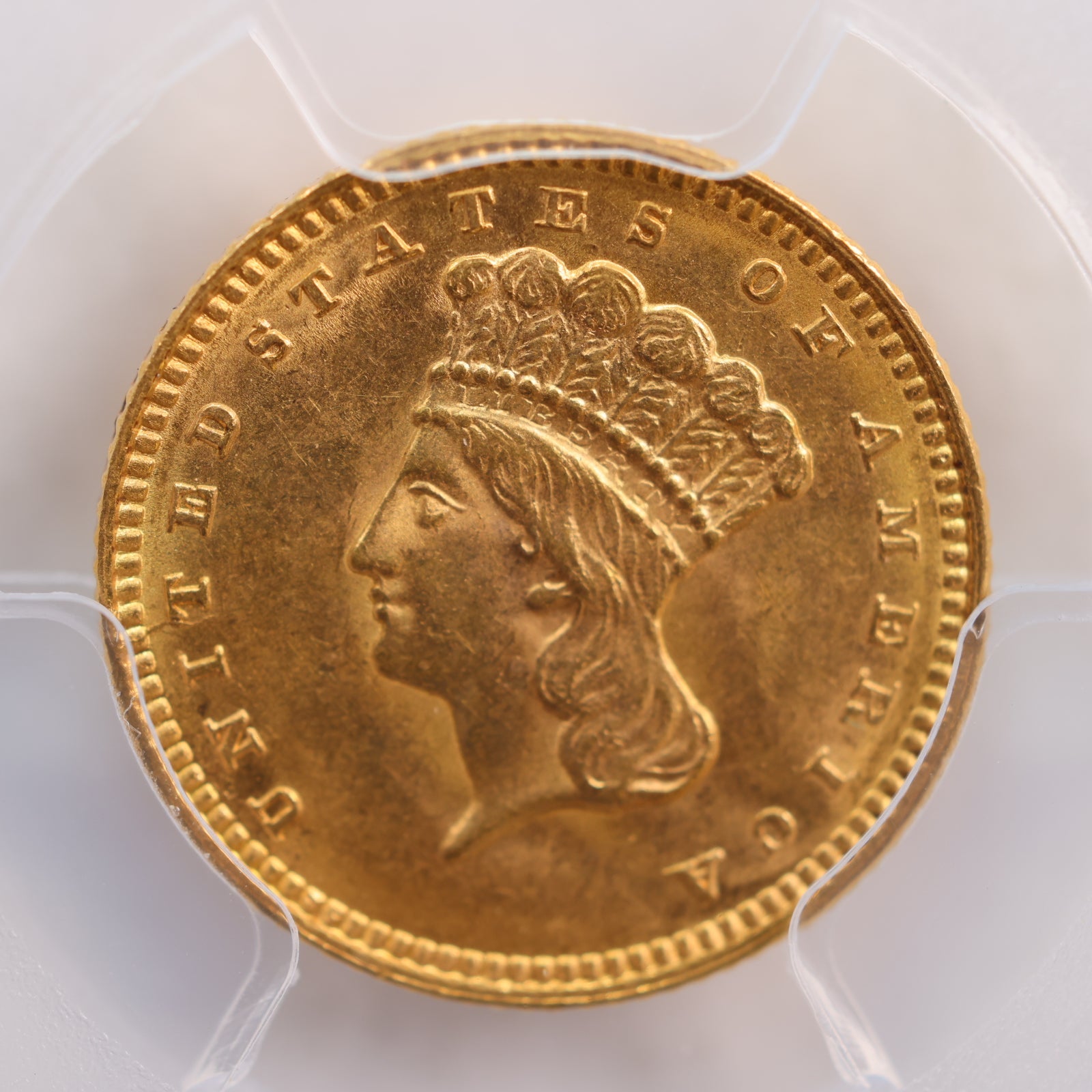 1862 $1 Indian Princess Head, Large Head, PCGS MS-62. Store Sale #G0049.