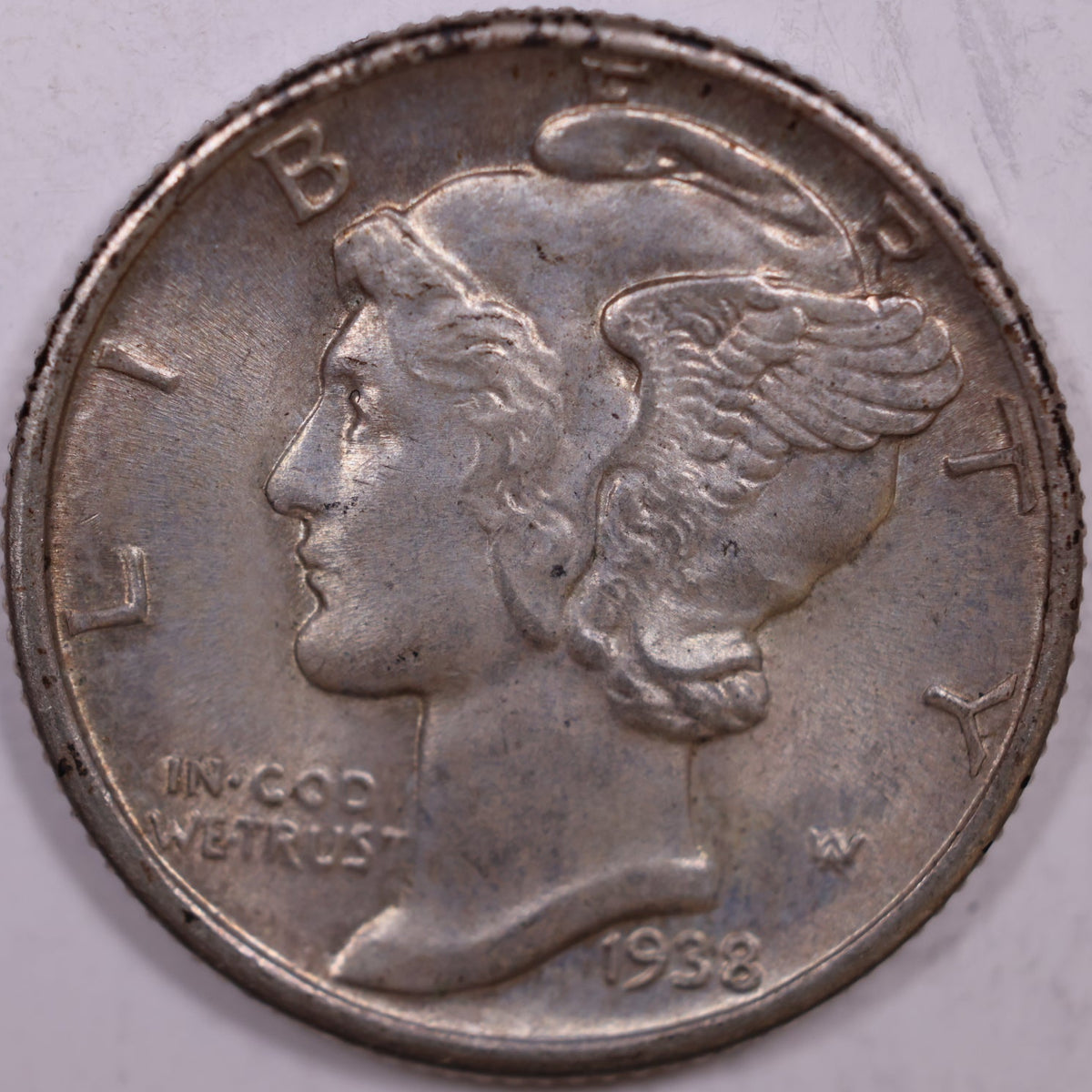 1938 Mercury Dime, Mint State Uncirculated Coin, Store #DE1043