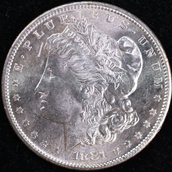 1881-S Morgan Silver Dollar, Mint State BU Uncirculated Coin, Store #DR0015