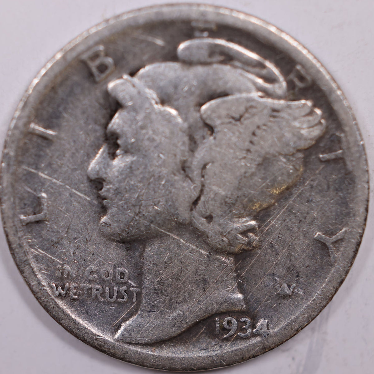 1934-D Mercury Dime, Good+ Circulated Coin, Store #DE1049
