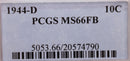1944-D Mercury Silver Dime, PCGS MS66, Full Bands, Store