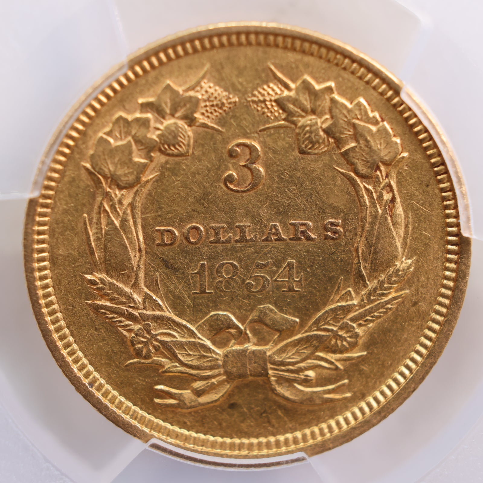 1854 $3 Indian Princess Head Gold Coin, PCGS AU-50, Store Sale #G0056.