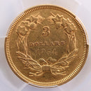 1854 $3 Indian Princess Head Gold Coin, PCGS AU-50, Store Sale