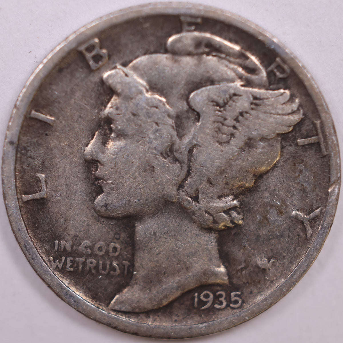 1935 Mercury Dime, Very Fine Circulated Coin, Store #DE1060