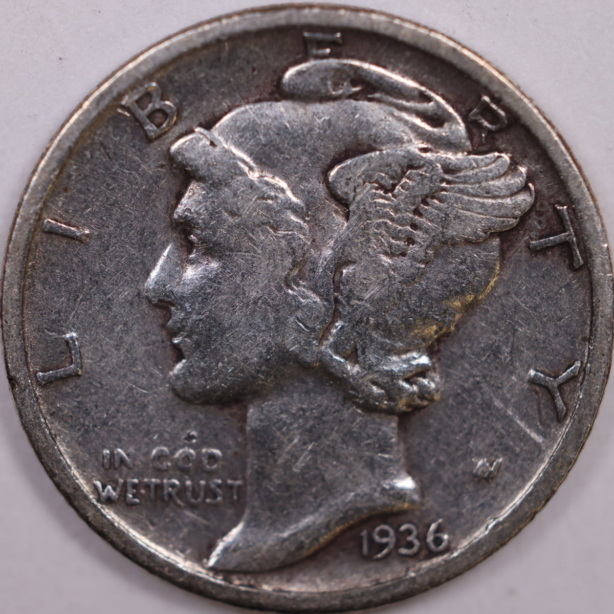 1936-S Mercury Dime, Very Fine Circulated Coin, Store #DE1064
