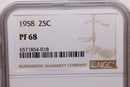 1958 Washington Silver Quarter., NGC Proof-68, STORE