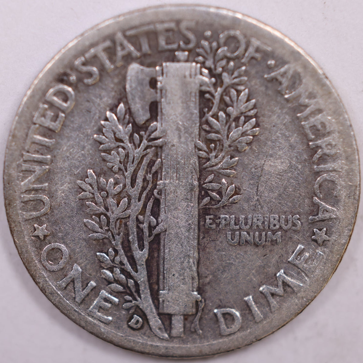 1938-D Mercury Dime, Very Good+ Circulated Coin, Store #DE1067