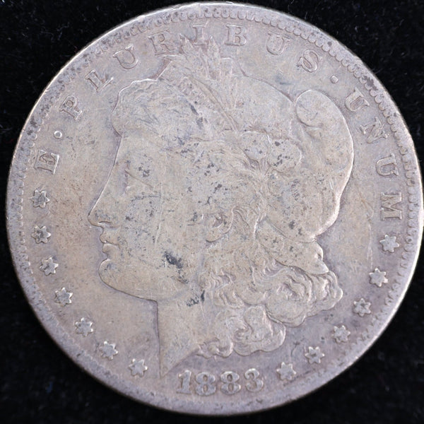 1883-S Morgan Silver Dollar, Very Good+ Circulated Coin, Store #DR0029