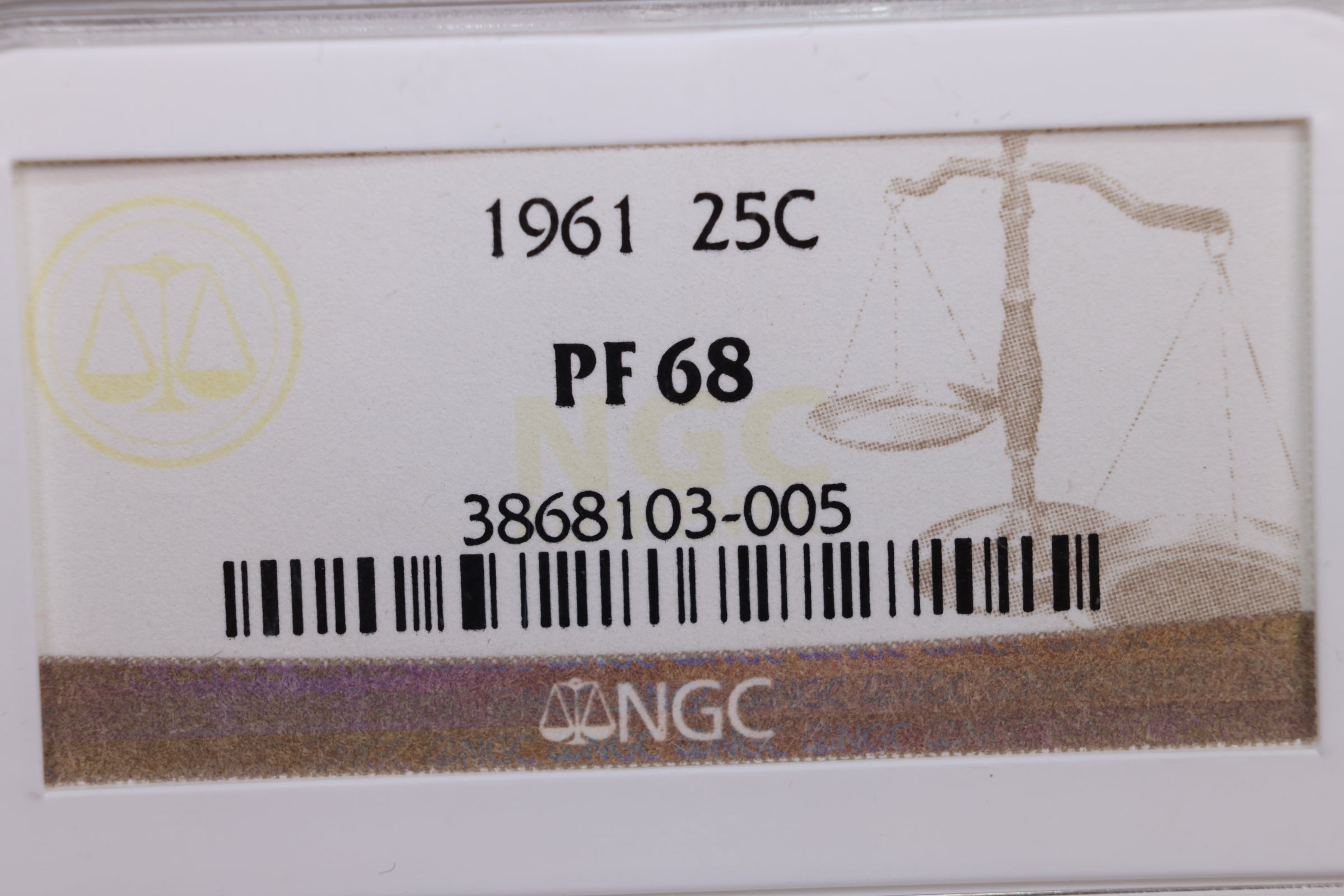 1961 Washington Silver Quarter., NGC PROOF-68., Store #GQR033.