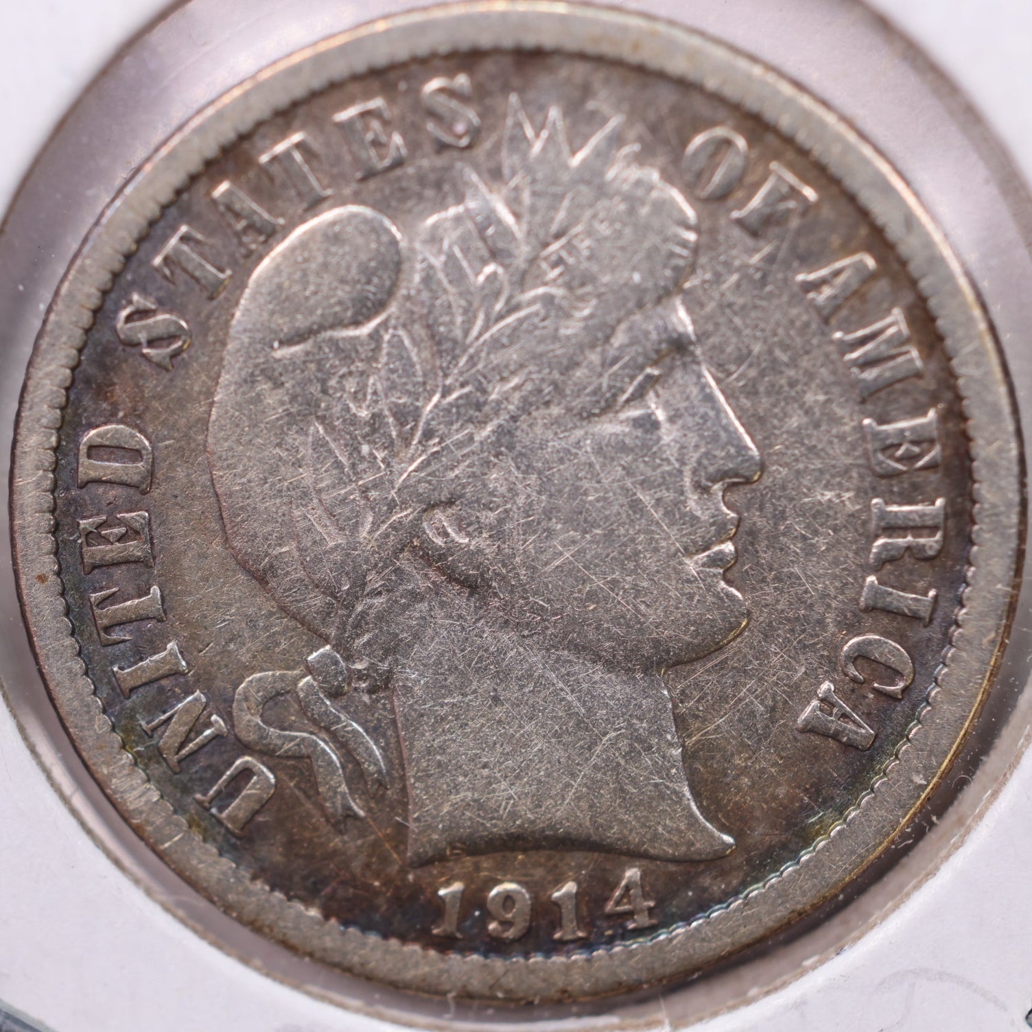 1914 Barber Dime, Fine Circulated Coin, Store #19648