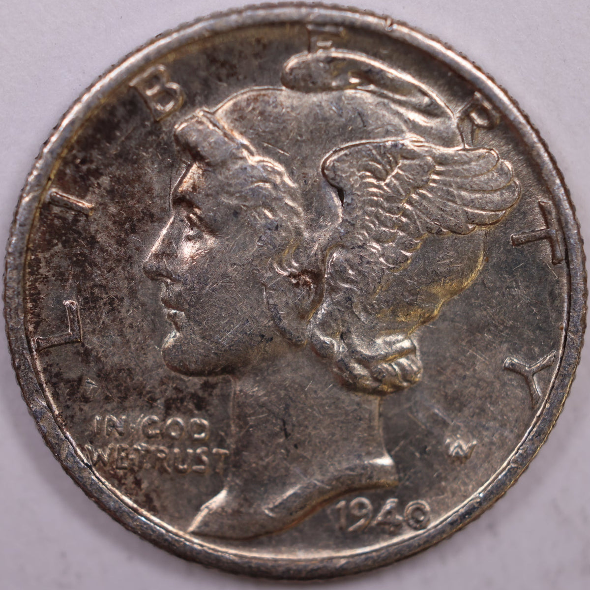 1940-D Mercury Dime, Mint State Uncirculated Coin, Store #DE1082