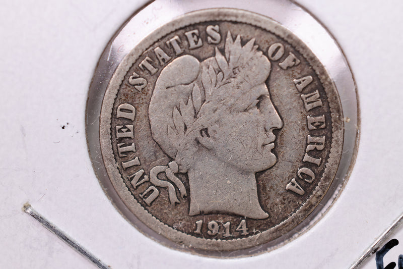 1914-D Barber Silver Dime., Fine., Store Sale