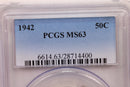 1942 Walking Liberty Half Dollar., Silver., PCGS MS-63., Store