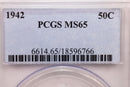 1942 Walking Liberty Half Dollar., Silver., PCGS MS-65., Store
