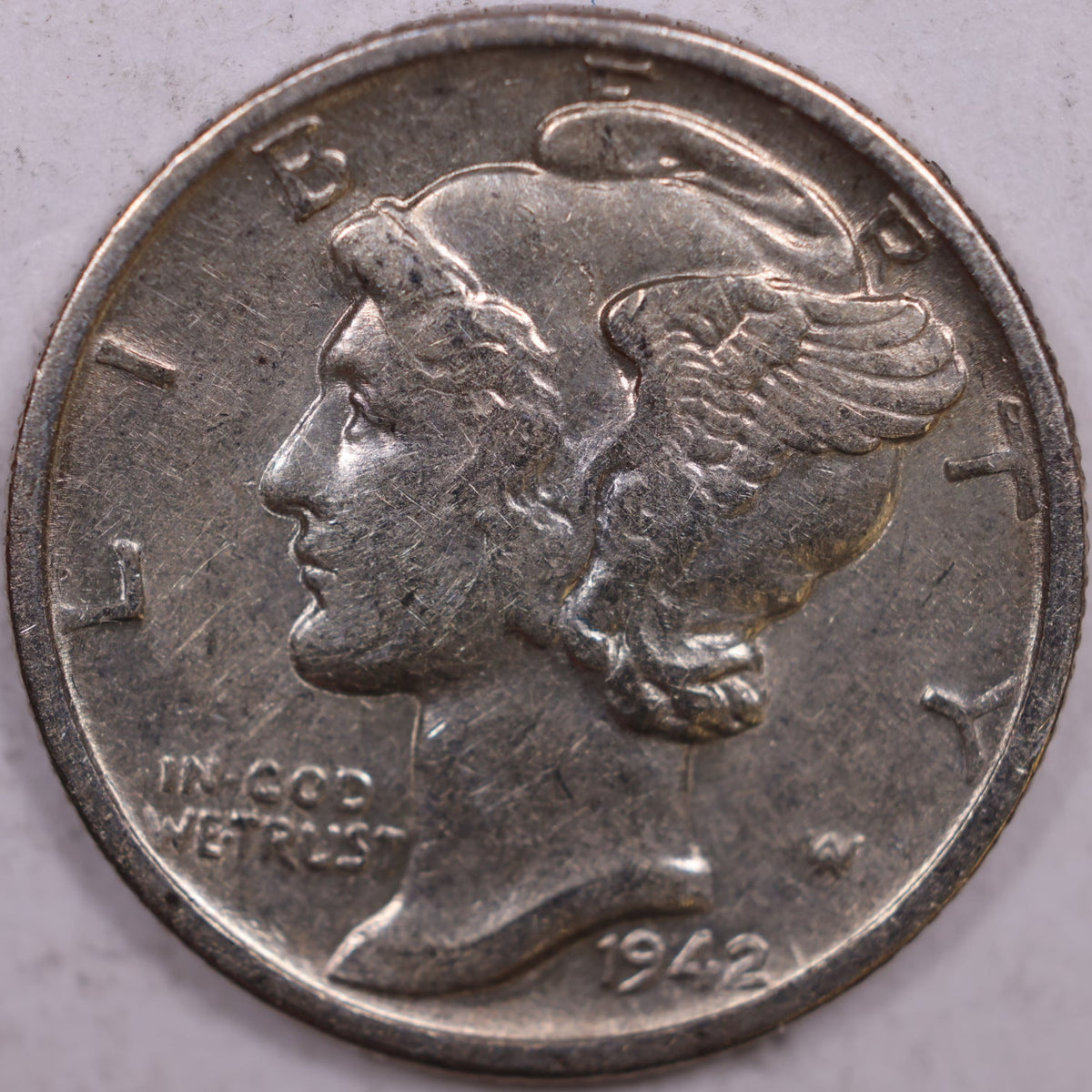 1942-D Mercury Dime, Extra Fine+ Circulated Coin, Store #DE1095