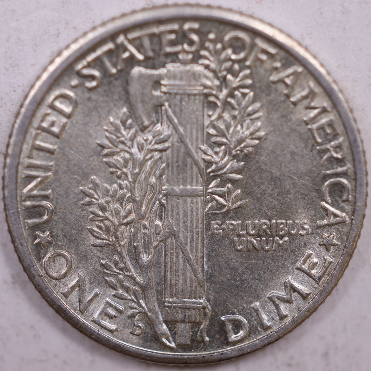1942-D Mercury Dime, Mint State Uncirculated Coin, Store #DE1096