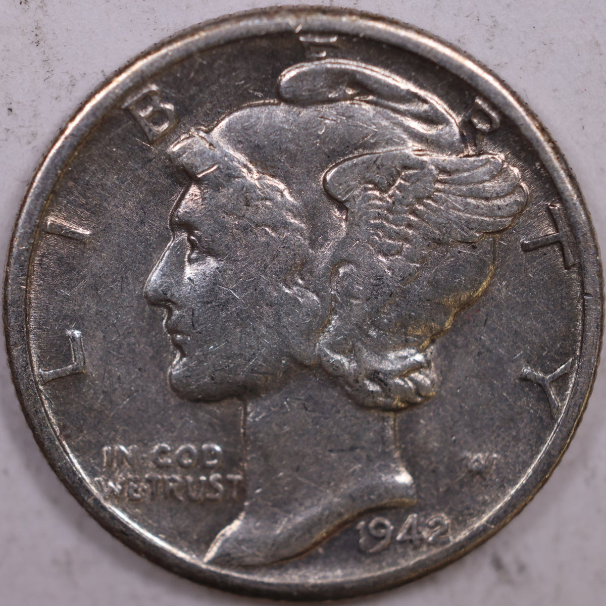 1942-D Mercury Dime, About Uncirculated Coin, Store #DE1097