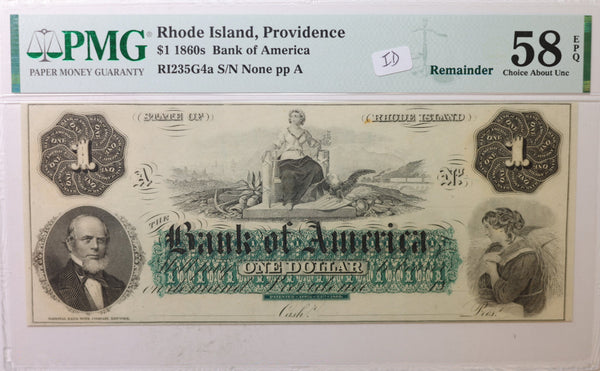 18__ $1, Providence, R.I. Remainder Obsolete Currency., PMG AU-58 EPQ., Store #GRI006