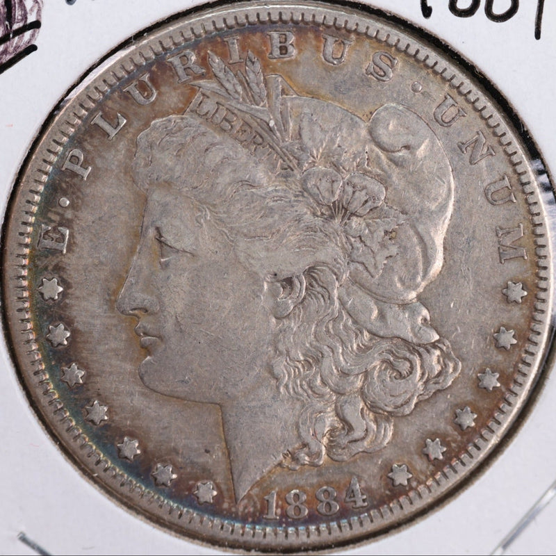 1884 Morgan Silver Dollar, Fine Circulated Coin, Store