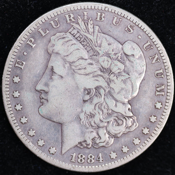 1884-S Morgan Silver Dollar, Very Fine Circulated Coin, Store #DR0223