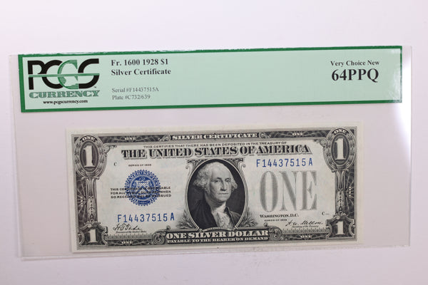 1928 $1., Silver Certificate., PCGS Currency CU-64., PPQ., Store #GSSC021