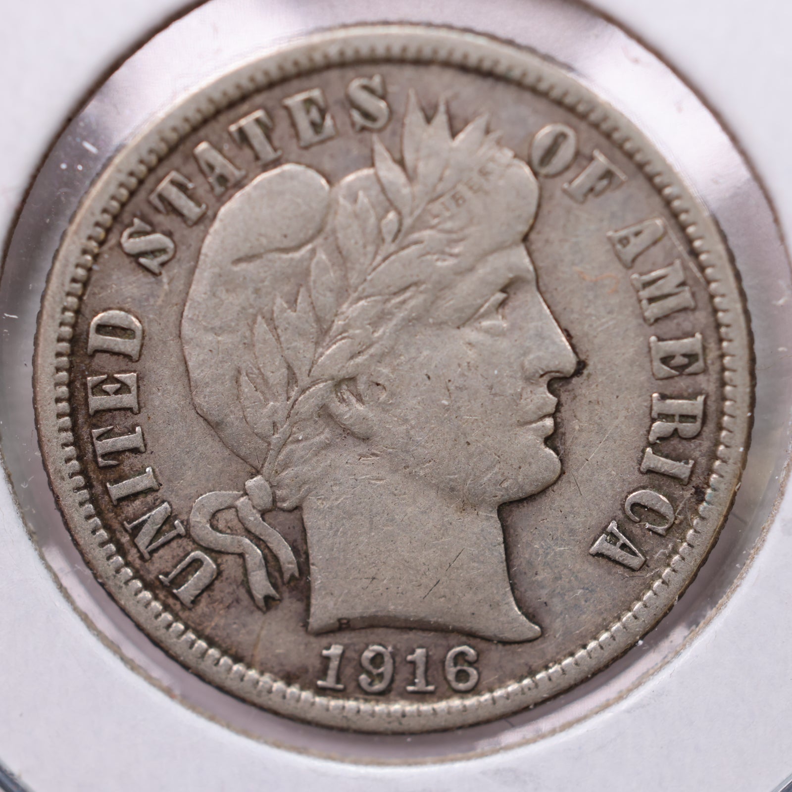 1916 Barber Silver Dime, Very Fine Circulated Coin, Store #19678