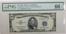 1953 $5., Silver Certificate., PMG Currency CU-66., EPQ., Store
