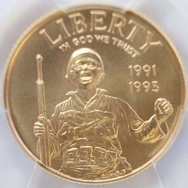 1991-95 $5, World War II, Commemorative Gold Coin, PCGS MS-69., Store #GMC245