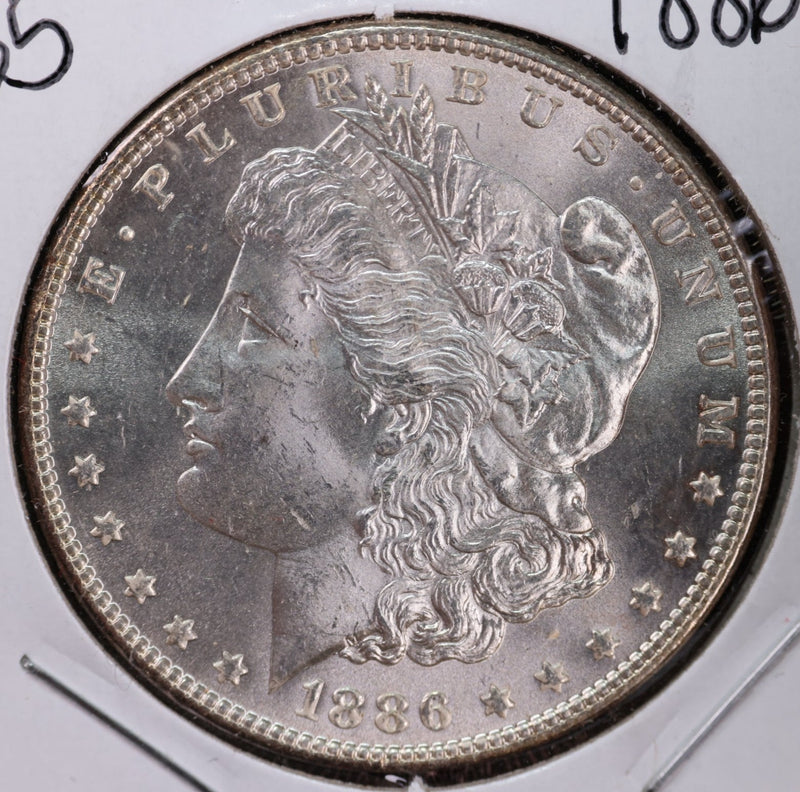 1886 Morgan Silver Dollar, Nice Uncirculated Coin, Store