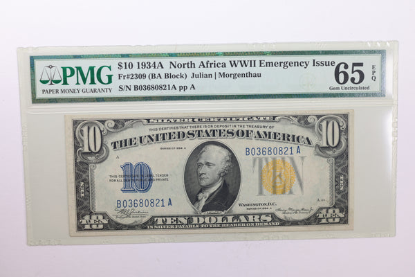 1934A $10., Silver Certificate., "North Africa"., PMG Currency CU-65., EPQ., Store #GSSC005