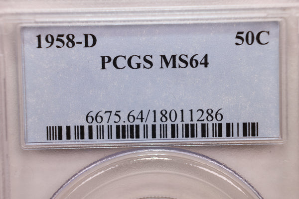 1958-D Franklin Half Dollar., PCGS MS-64, Store Sale #GHR040.