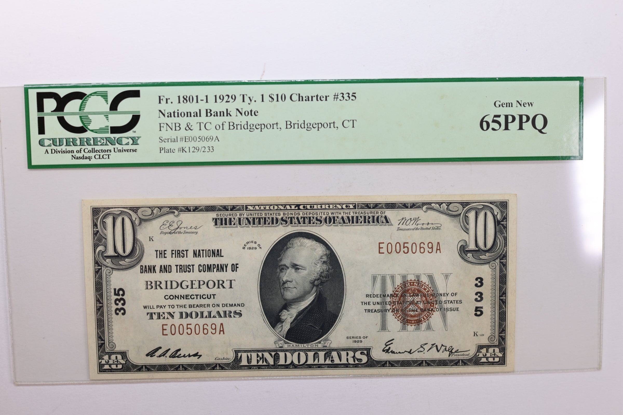 1929 $10., National Currency., Bridgeport, CT., PCGS Currency CU-65., PPQ., Store #SGNB