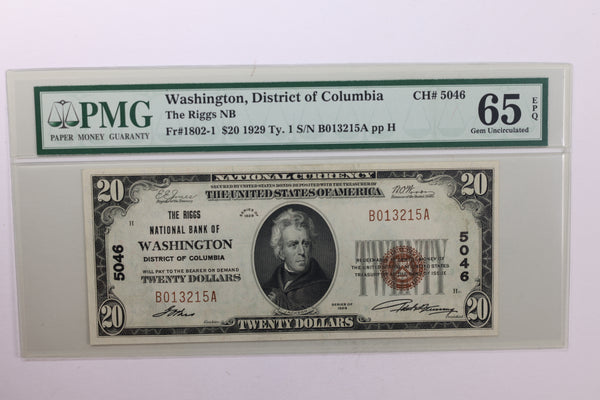 1929 $20., National Currency., Washington, D.C., PMG CU-65., EPQ., Store #SGNB016