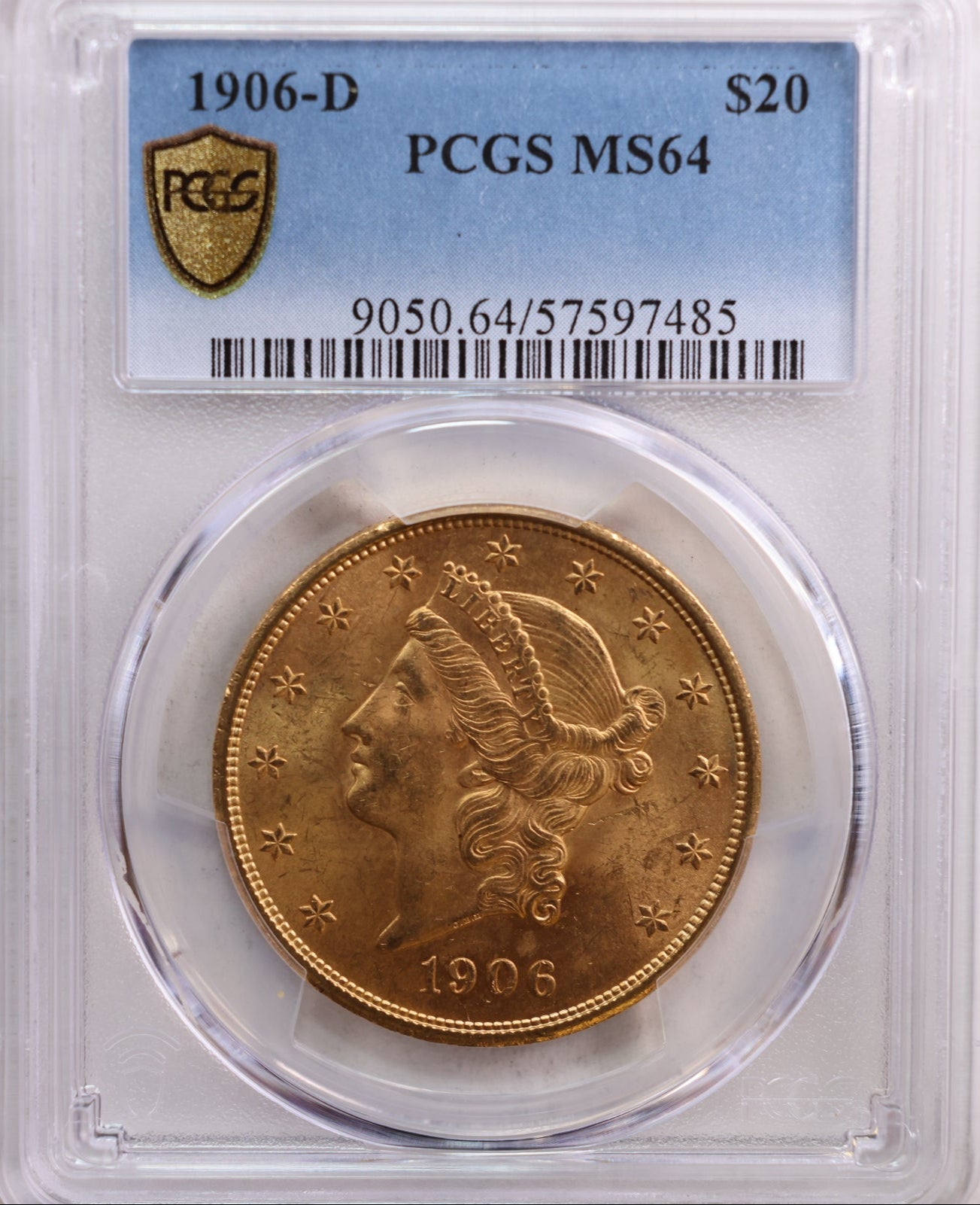 1906-D $20 Gold Liberty, Double Eagle, PCGS MS-64, Store Sale #G0063
